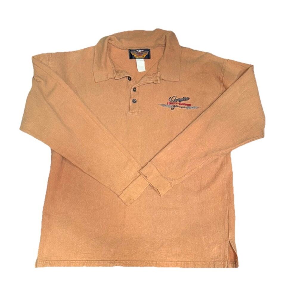 Vintage 90s Harley Davison Genuine Polo Long Sleeve XL Button Cotton down